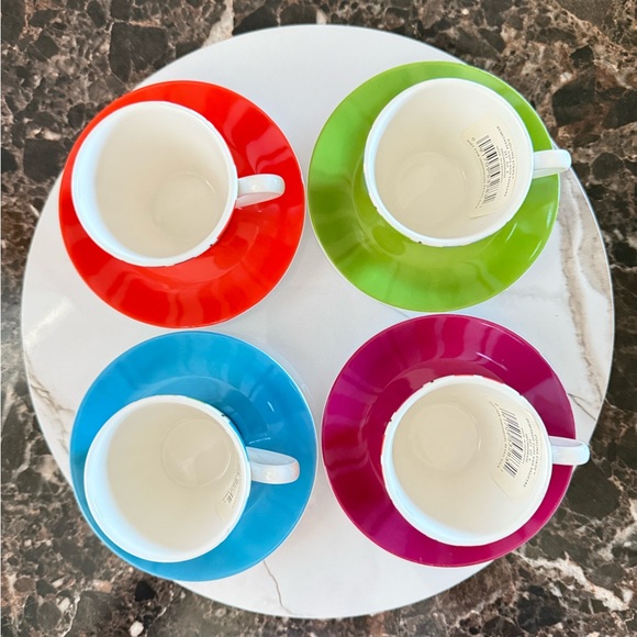 Kate Spade X Lenox Collins Stripe Demitasse Cups Saucers Tea Espresso Set - Picture 6 of 7